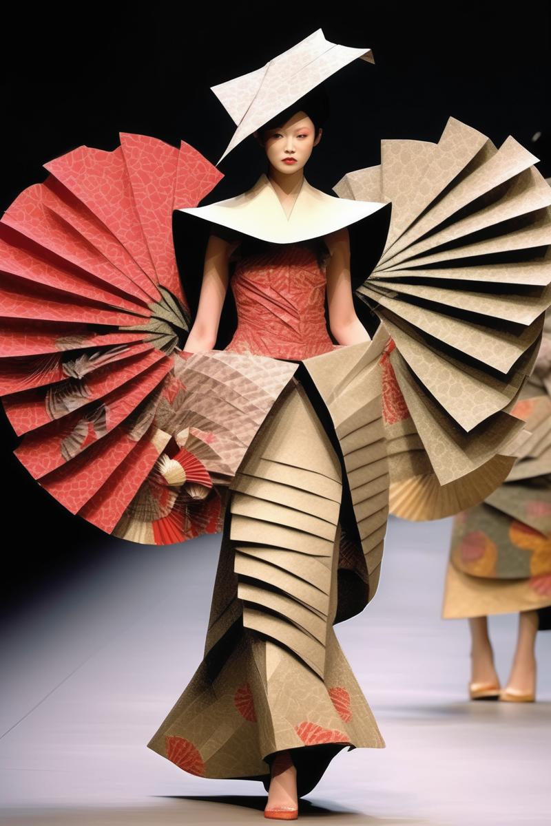 00087-2843854899-_lora_Avant-garde Fashion_1_Avant-garde Fashion - Model walking fashion catwalk, wearing sculptural origami paper fans, folded p.png